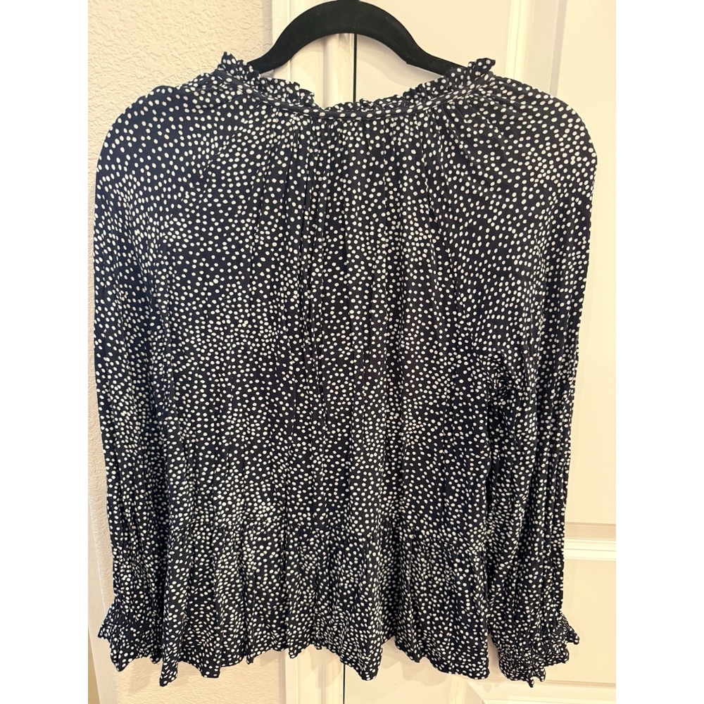 LOFT Navy Blue Print Long Sleeve Blouse Size Small